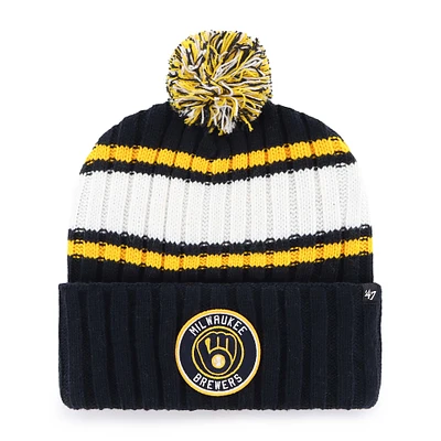Men's '47 Navy Milwaukee Brewers Plateau Cuffed Knit Hat with Pom