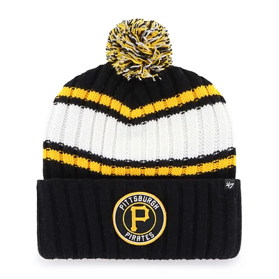 Men's '47 Black Pittsburgh Pirates Plateau Cuffed Knit Hat with Pom