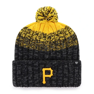 Men's '47 Black Pittsburgh Pirates Cascade Cuffed Knit Hat with Pom