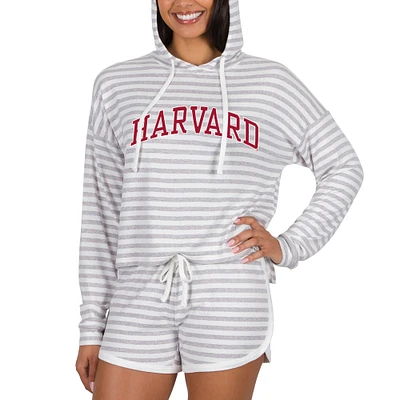 Women's Concepts Sport Cream Harvard Crimson Visibility Long Sleeve Hoodie Top & Shorts Set