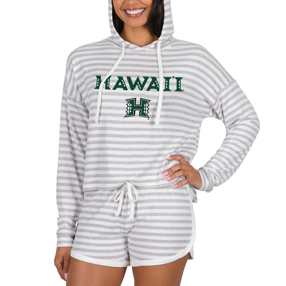 Women's Concepts Sport Cream Hawaii Rainbow Warriors Visibility Long Sleeve Hoodie Top & Shorts Set