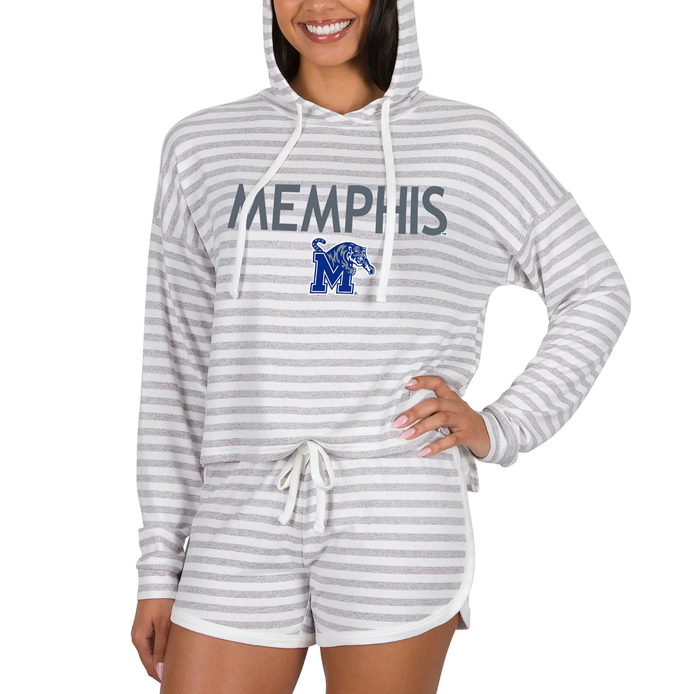 Women's Concepts Sport Cream Memphis Tigers Visibility Long Sleeve Hoodie Top & Shorts Set