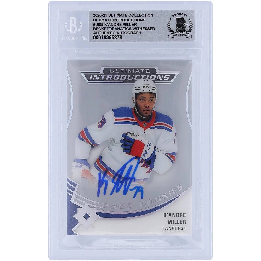 K'Andre Miller New York Rangers Autographed 2020-21 Upper Deck Ultimate Collection Introductions #UI-69 Beckett Fanatics Witnessed Authenticated 10 Rookie Card