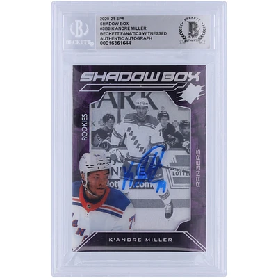 K'Andre Miller New York Rangers Autographed 2020-21 Upper Deck SPX Shawdow Box #SB-8 Beckett Fanatics Witnessed Authenticated Rookie Card
