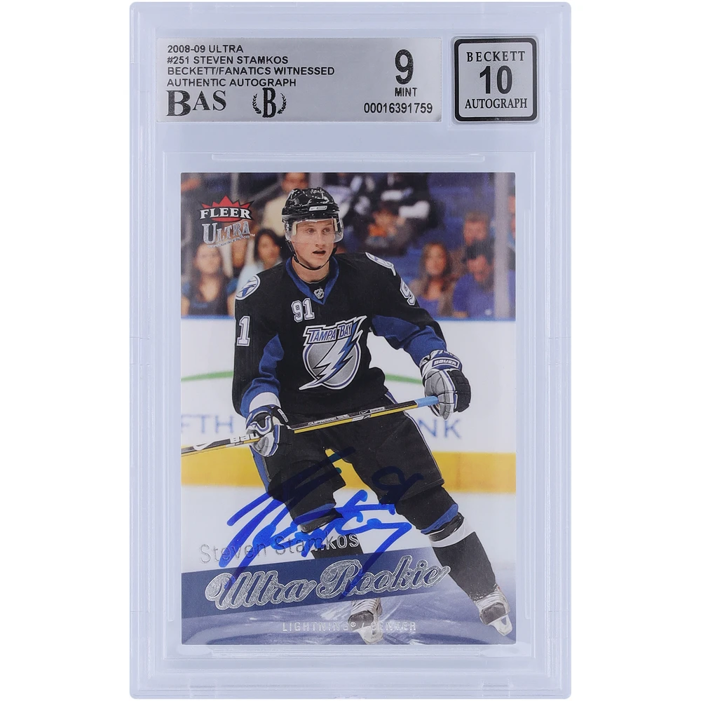 Steven Stamkos Tampa Bay Lightning Autographed 2008-09 Upper Deck Ultra Fleer #251 Beckett Fanatics Witnessed Authenticated 9/10 Rookie Card