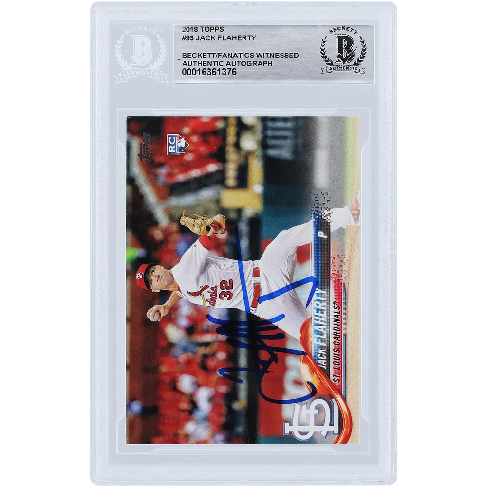 Jack Flaherty St. Louis Cardinals Autographed 2018 Topps #93 Beckett Fanatics Witnessed Authenticated Rookie Card