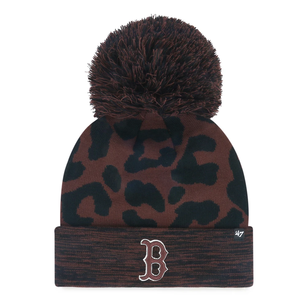 Women's '47 Brown Boston Red Sox Rosette Cuffed Knit Hat with Pom