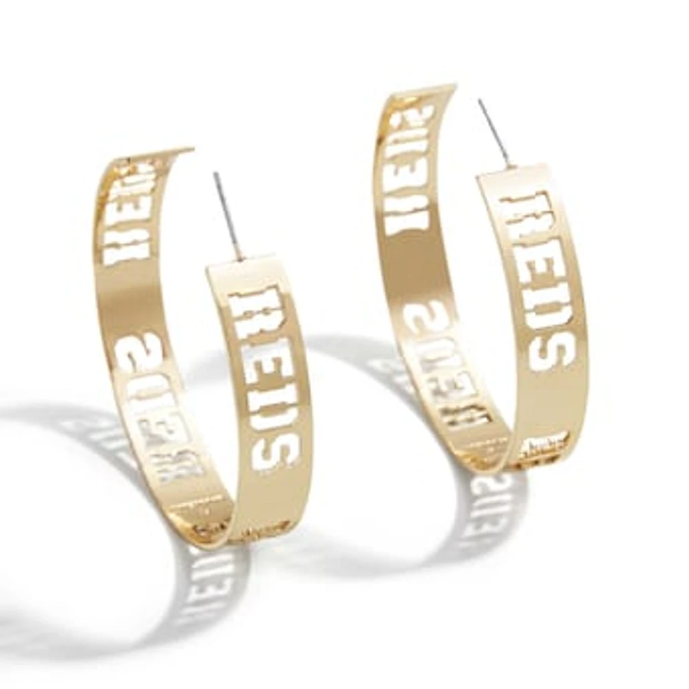 WEAR by Erin Andrews x Baublebar Cincinnati Reds Large Cutout Hoop Earrings