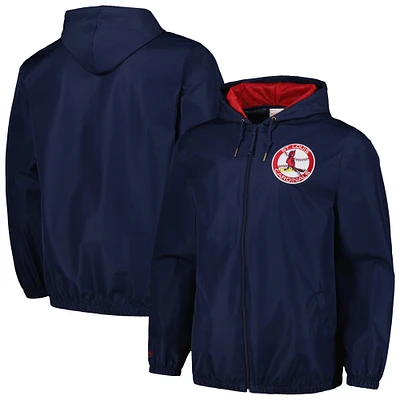 Men's Mitchell & Ness Navy St. Louis Cardinals Cooperstown Collection Vintage Logo Full-Zip Hoodie Windbreaker Jacket