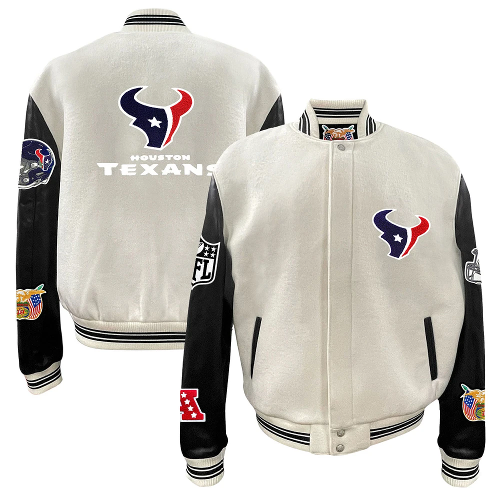 Men's Jeff Hamilton Houston Texans Wool & Leather Full-Snap Varsity Jacket