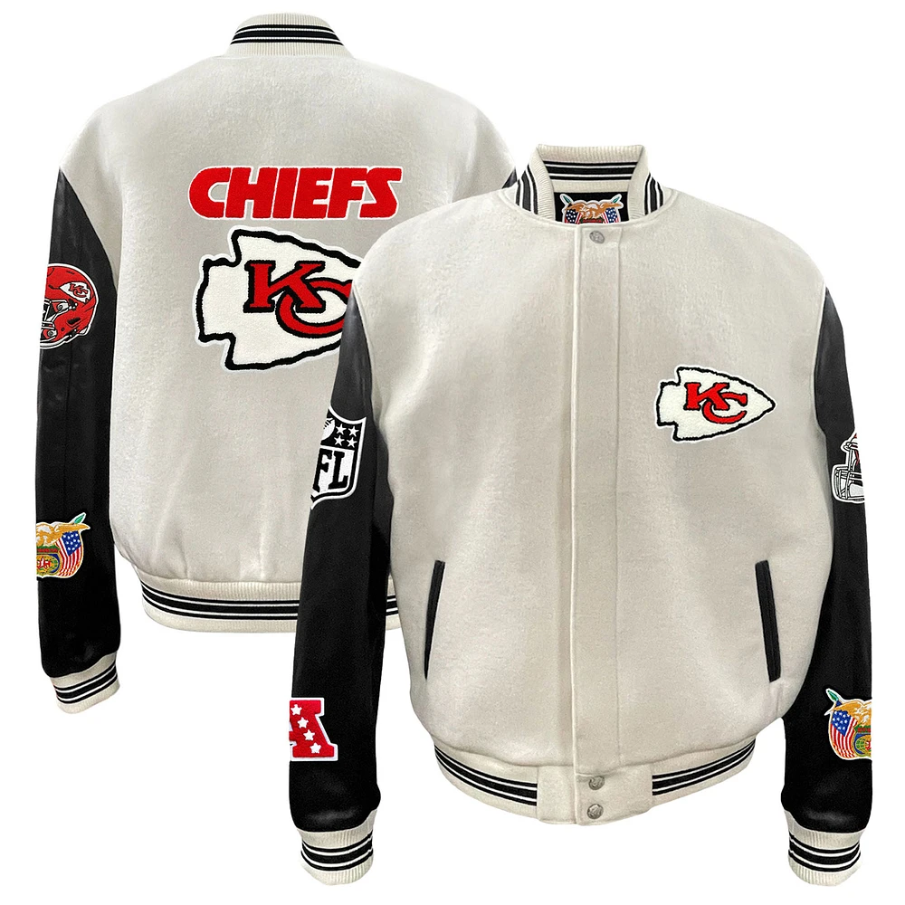 Men's Jeff Hamilton Kansas City Chiefs Wool & Leather Full-Snap Varsity Jacket
