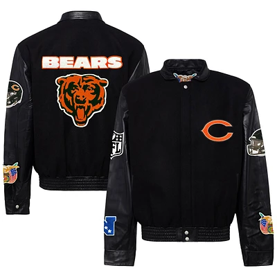 Men's Jeff Hamilton Chicago Bears Wool & Leather Full-Snap Varsity Jacket