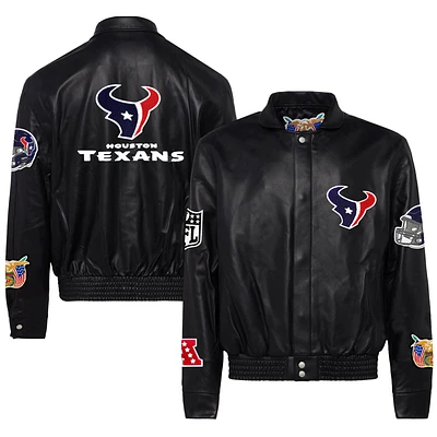 Men's Jeff Hamilton Black Houston Texans Leather Full-Snap Jacket