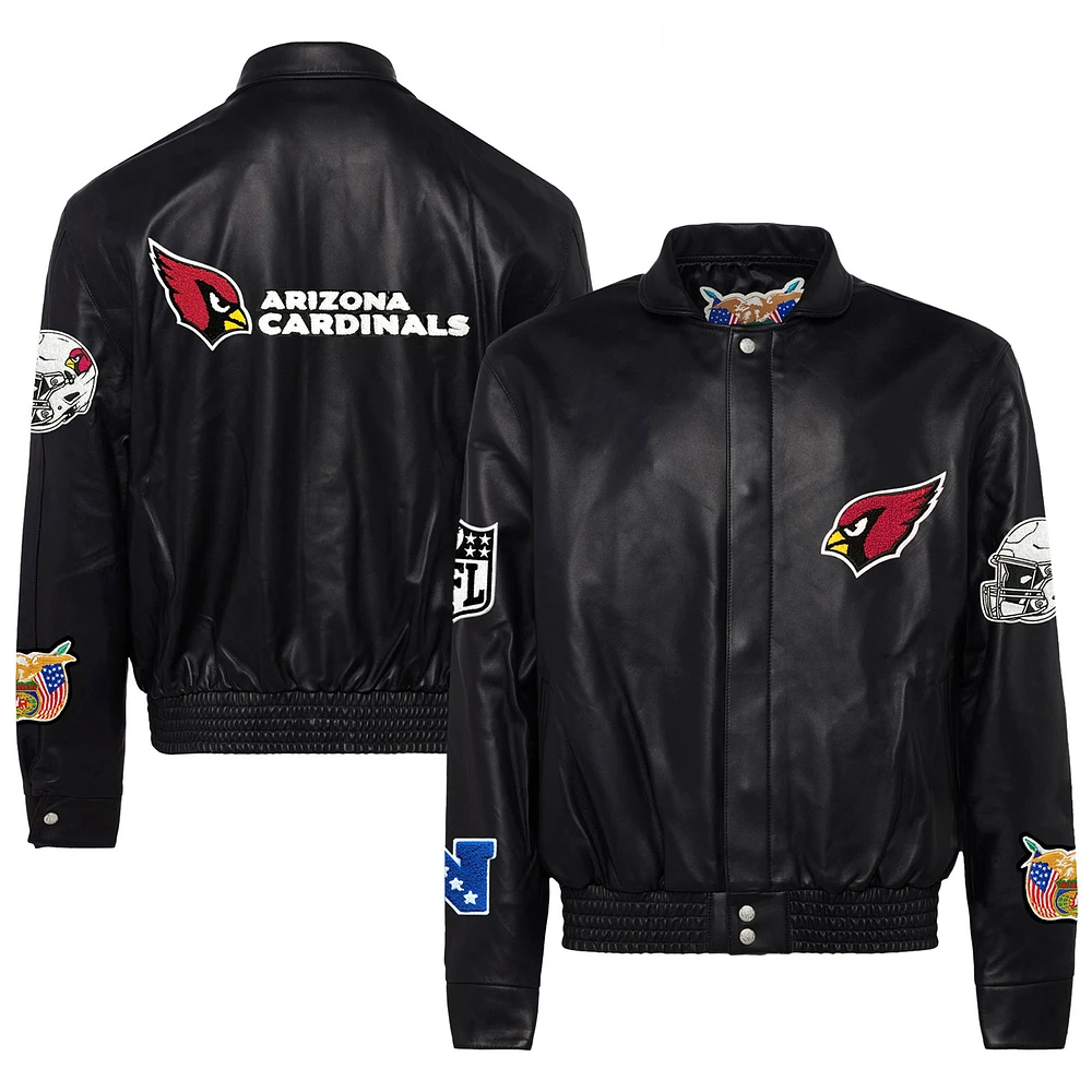 Men's Jeff Hamilton Black Arizona Cardinals Leather Full-Snap Jacket
