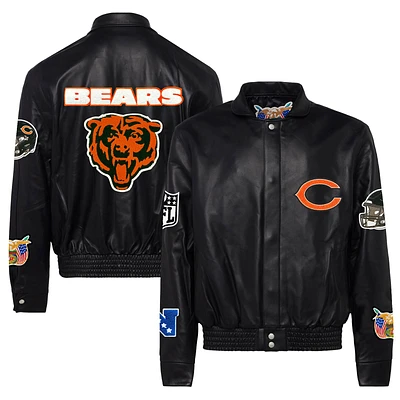 Men's Jeff Hamilton Black Chicago Bears Leather Full-Snap Jacket
