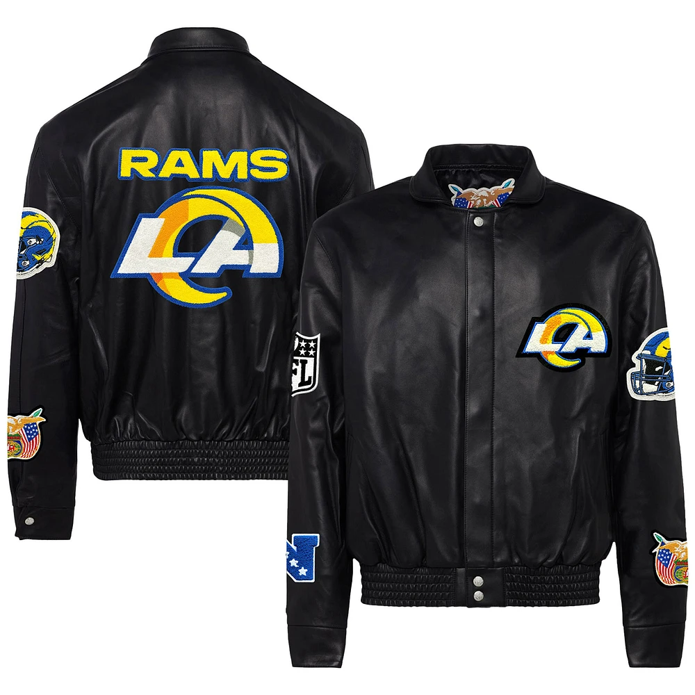 Men's Jeff Hamilton Black Los Angeles Rams Leather Full-Snap Jacket