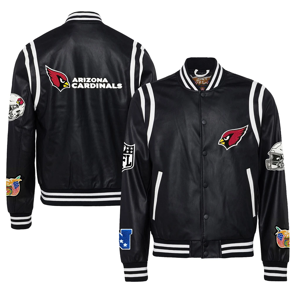 Men's Jeff Hamilton Black Arizona Cardinals Vegan Leather Full-Snap Jacket
