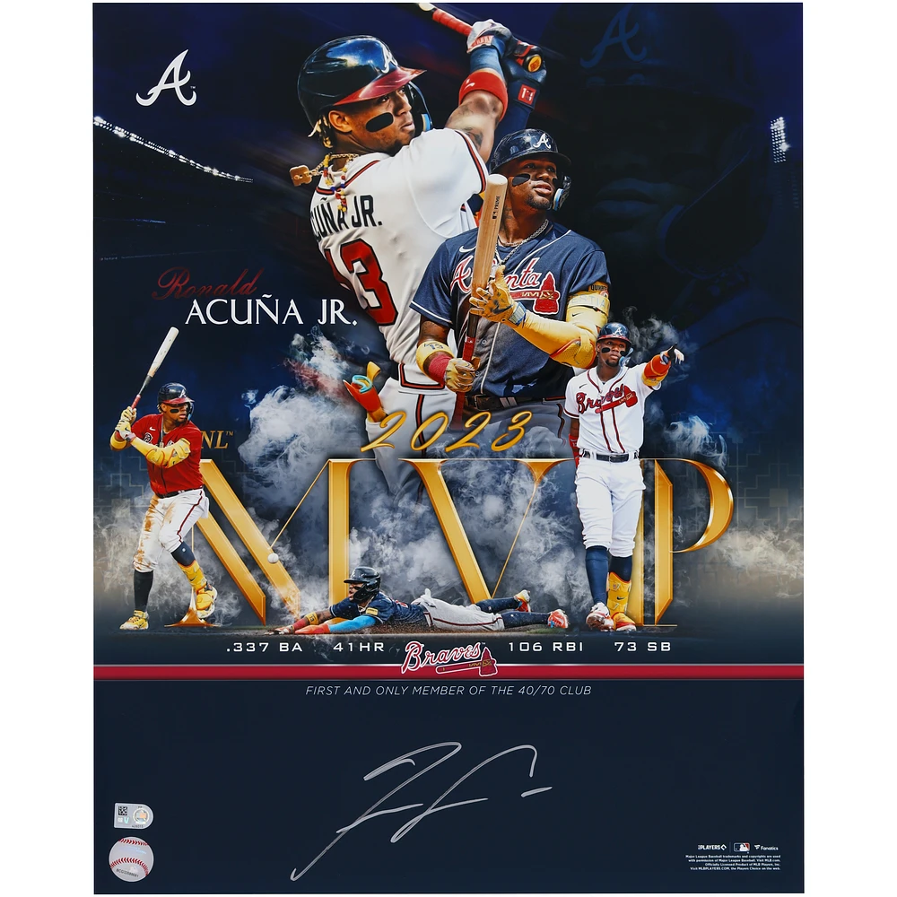 Ronald Acuña Jr. Atlanta Braves Autographed 16" x 20" Stylized 2023 NL MVP Photograph
