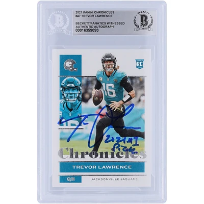 Trevor Lawrence Jacksonville Jaguars Autographed 2021 Panini Chronicles #47 Beckett Fanatics Witnessed Authenticated Rookie Card with "2021 #1 Pick" Inscription