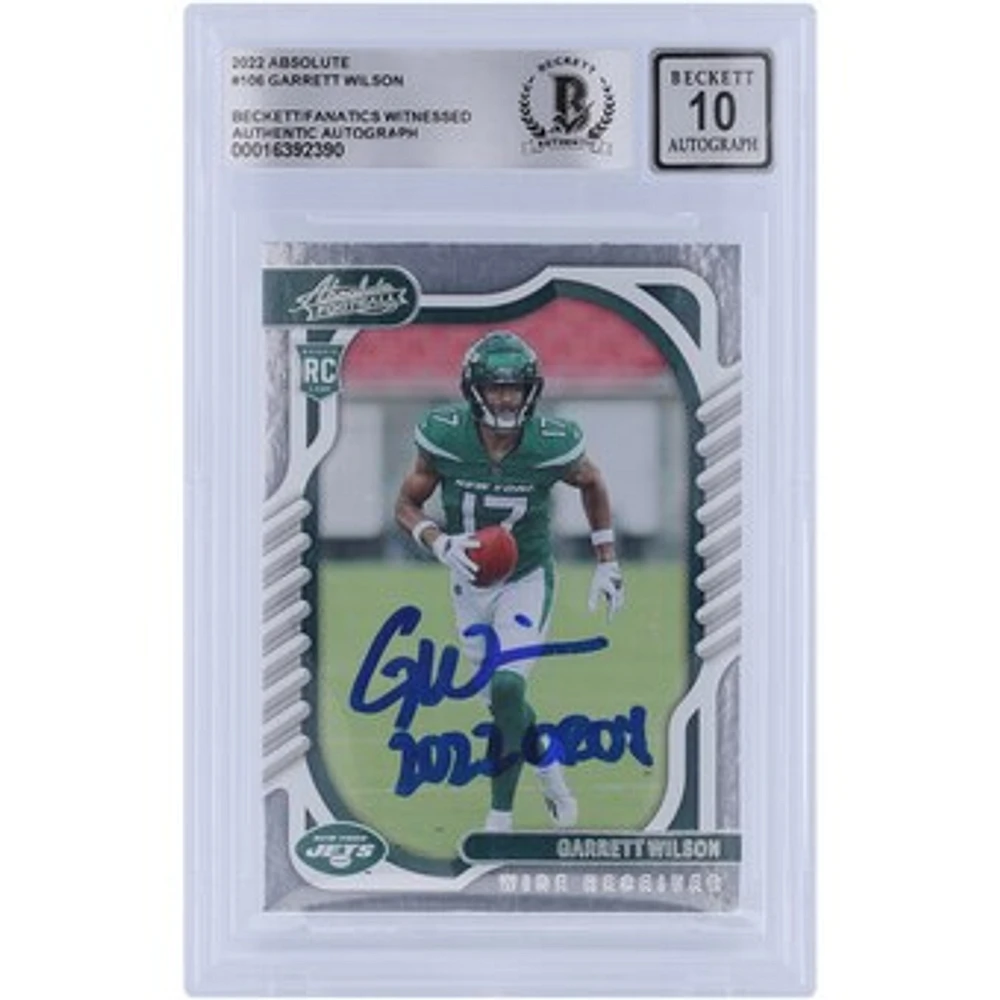 Garrett Wilson New York Jets Autographed 2022 Panini Absolute #106 Beckett Fanatics Witnessed Authenticated 10 Rookie Card with "2022 OROY" Inscription