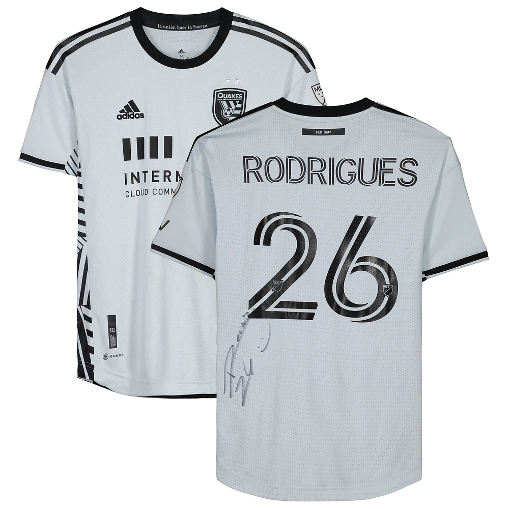 Rodrigues San Jose Earthquakes Autographed Match-Used #26 Gray Jersey from the 2023 MLS Season