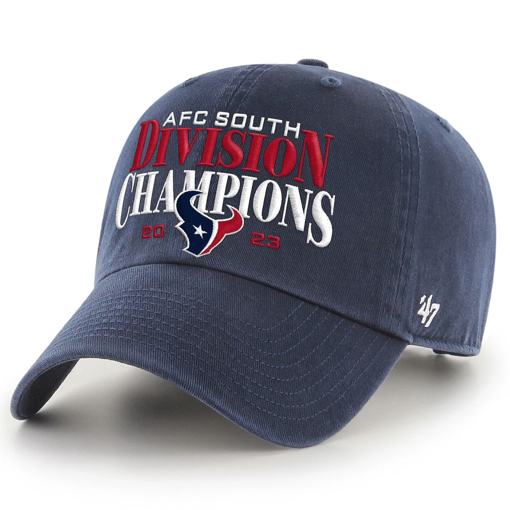 Men's '47 Navy Houston Texans 2023 AFC South Division Champions Clean Up Adjustable Hat