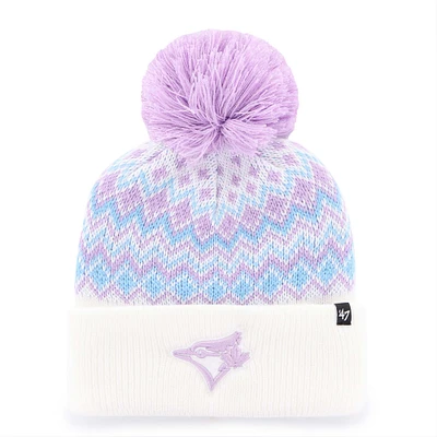 Girls Youth '47 White Toronto Blue Jays Elsa Cuffed Knit Hat with Pom