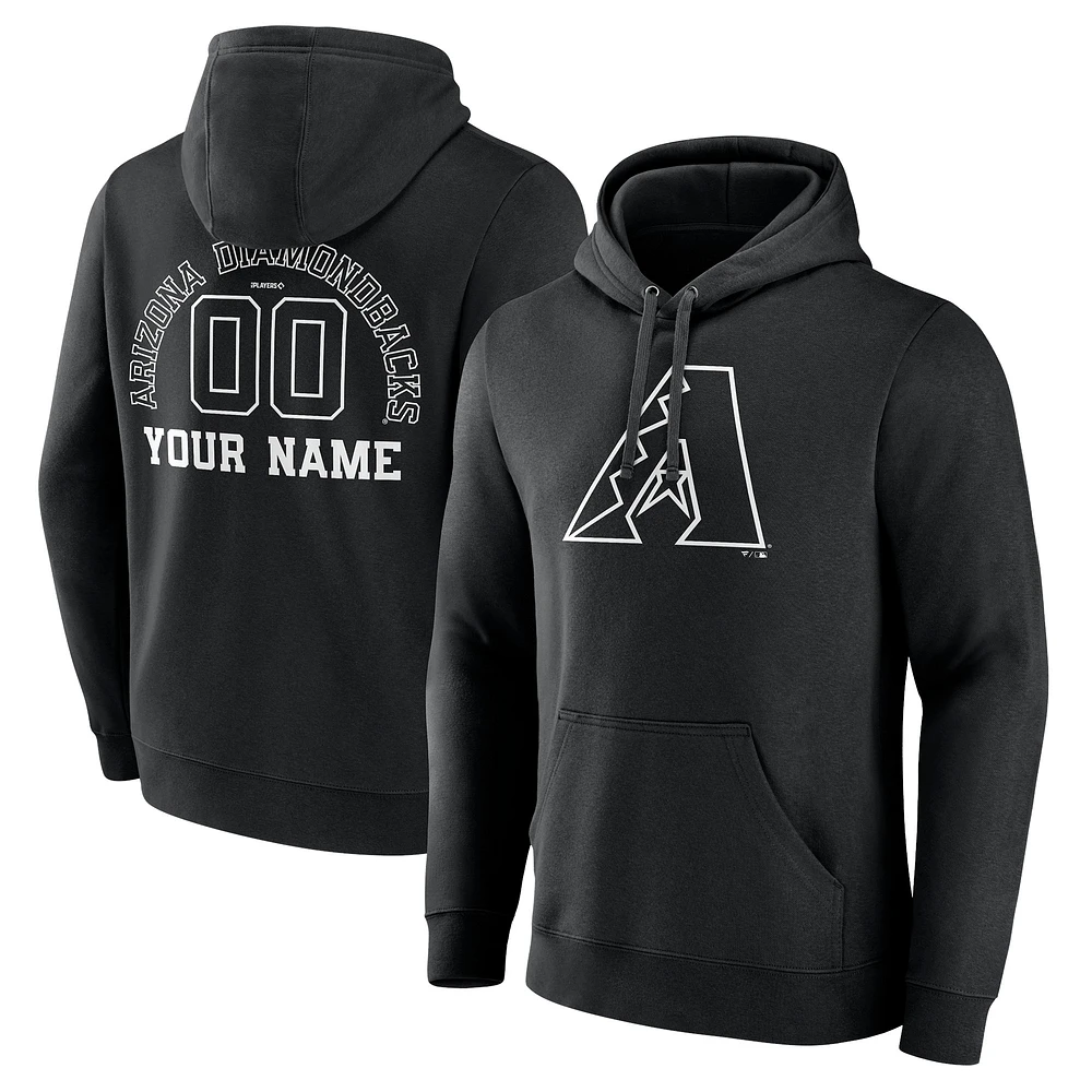 Men's Arizona Diamondbacks Black Monochrome Personalized Name & Number Pullover Hoodie