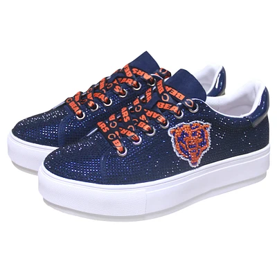 Women's Cuce Navy Chicago Bears Team Color Crystal Sneakers