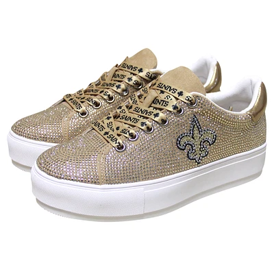 Women's Cuce Gold New Orleans Saints Team Color Crystal Sneakers
