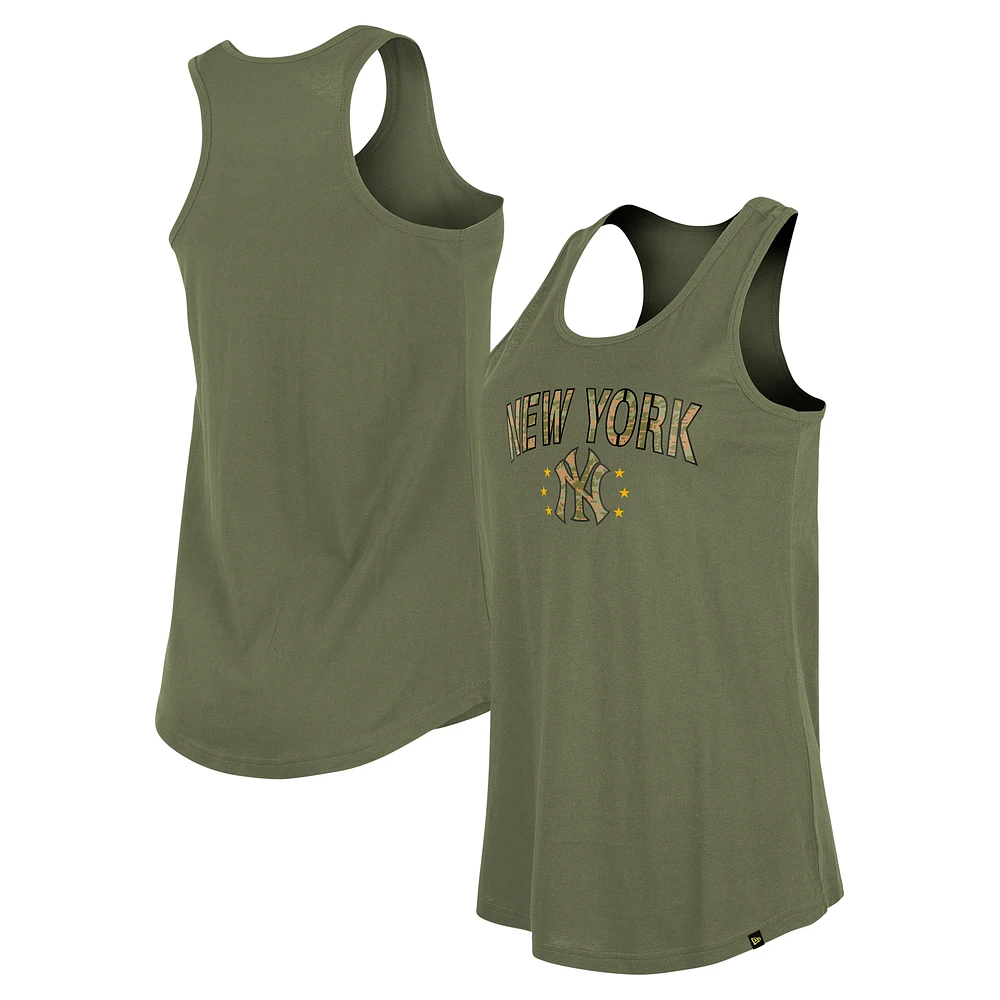 Women's New Era Olive New York Yankees Armed Forces Day Tank Top