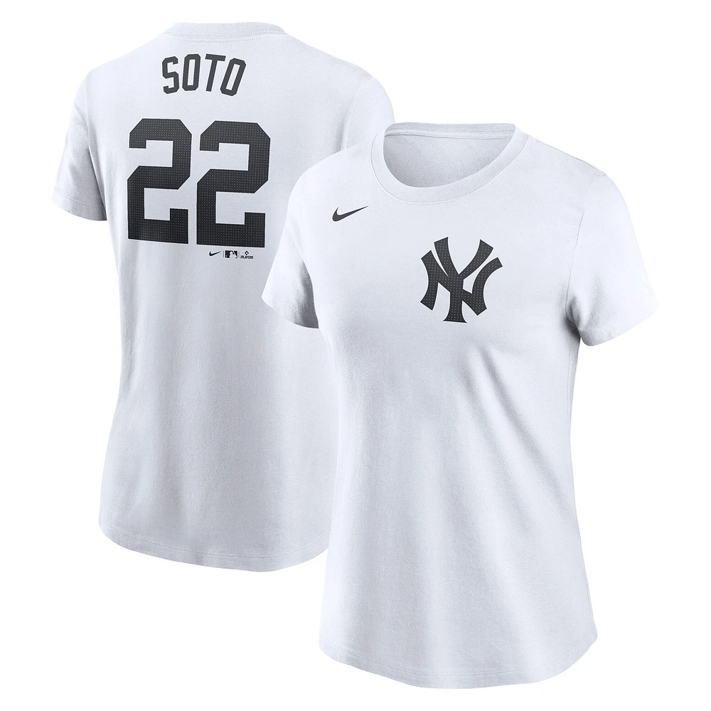 Women's Nike Juan Soto White New York Yankees Fuse Name & Number T-Shirt
