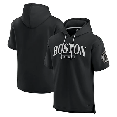 Men's Fanatics Black Boston Bruins Elements Ready Short Sleeve Pullover Hoodie