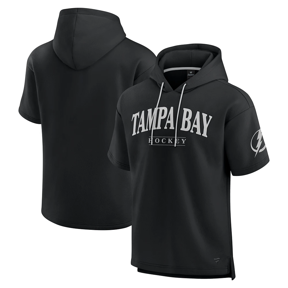 Men's Fanatics Black Tampa Bay Lightning Elements Ready Short Sleeve Pullover Hoodie