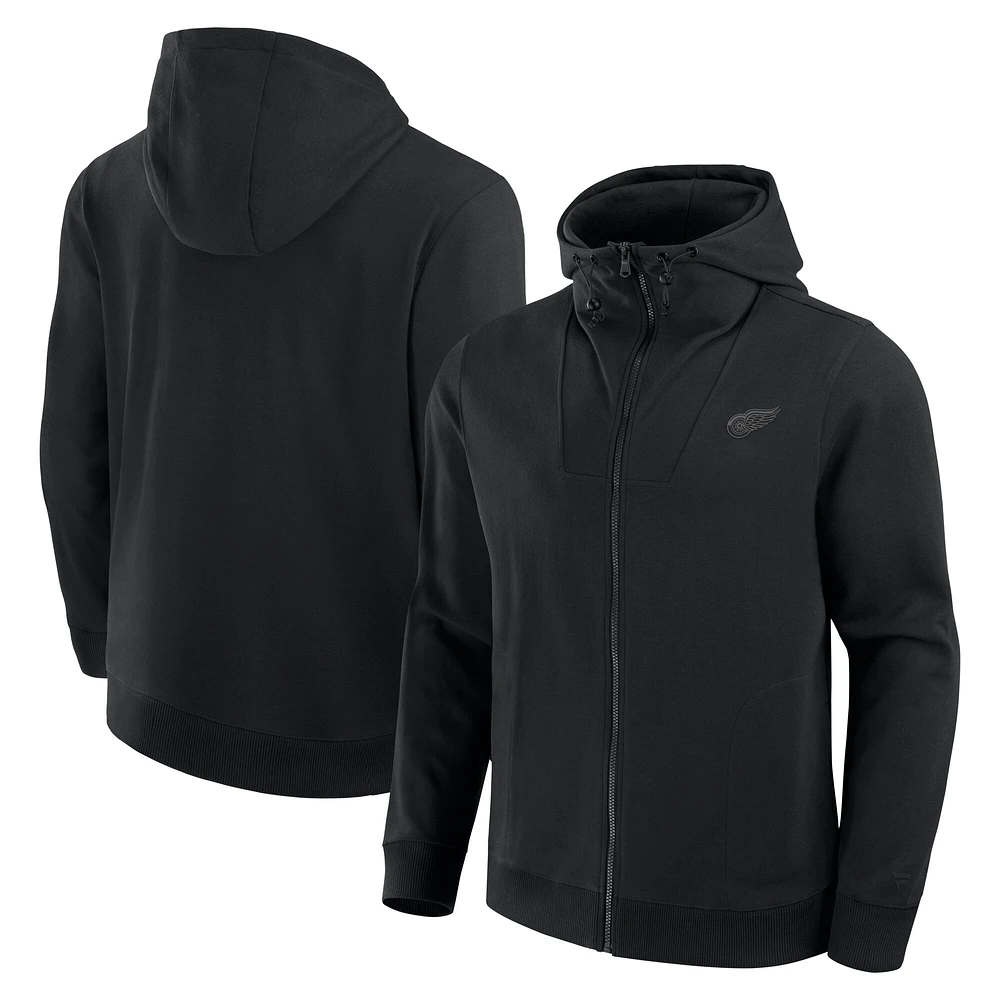 Men's Fanatics Black Detroit Red Wings Elements Tonal Primary Tri-Blend Full-Zip Hoodie