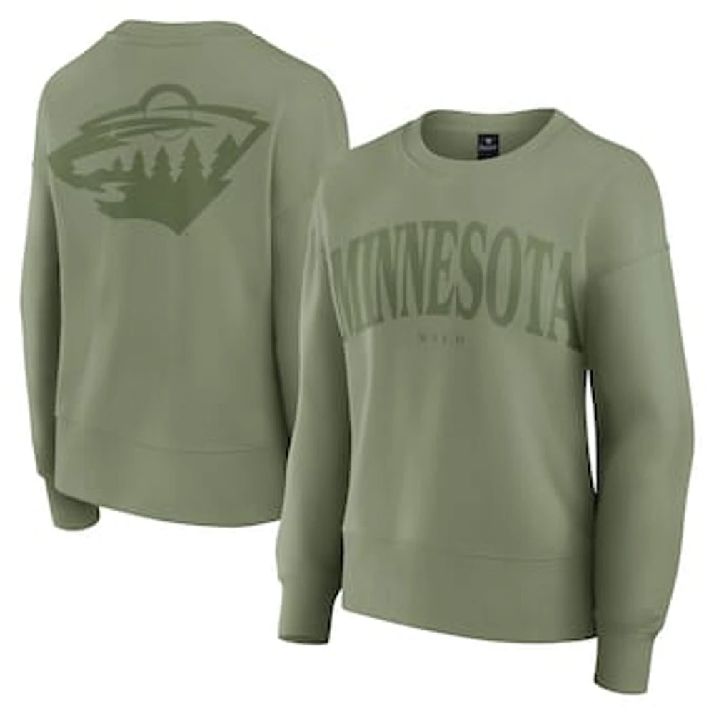 Women's Fanatics Olive Minnesota Wild Elements Flow Pullover Sweatshirt