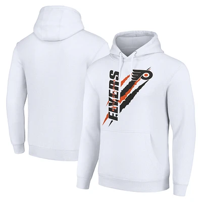 Men's Starter White Philadelphia Flyers Color Scratch Fleece Pullover Hoodie
