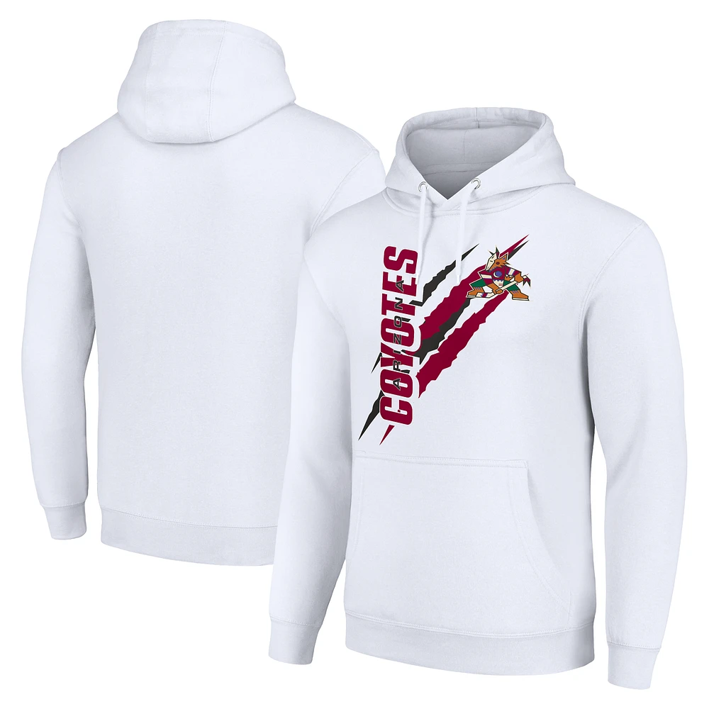Men's Starter White Arizona Coyotes Color Scratch Fleece Pullover Hoodie