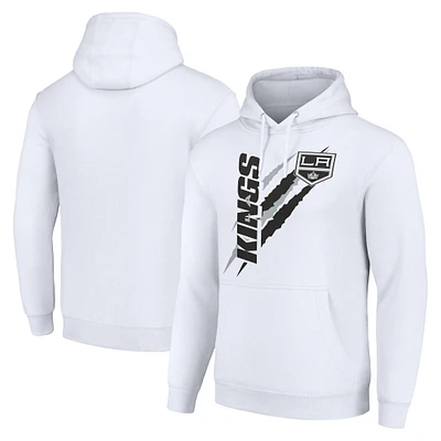 Men's Starter White Los Angeles Kings Color Scratch Fleece Pullover Hoodie