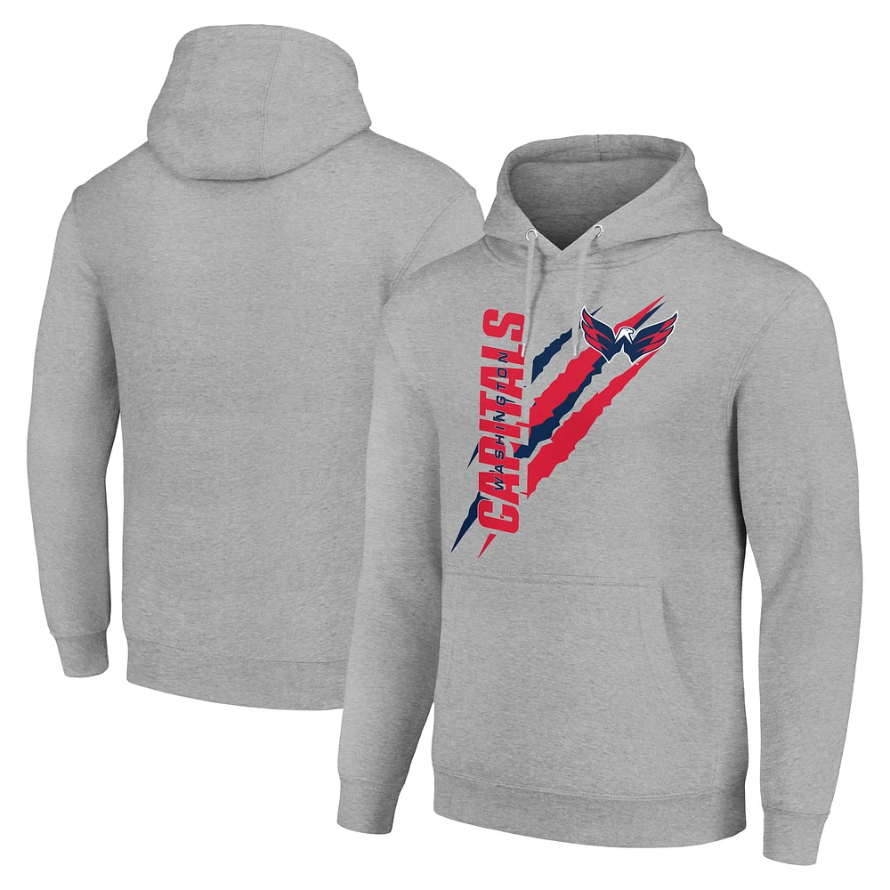 Men's Starter Heather Gray Washington Capitals Color Scratch Fleece Pullover Hoodie