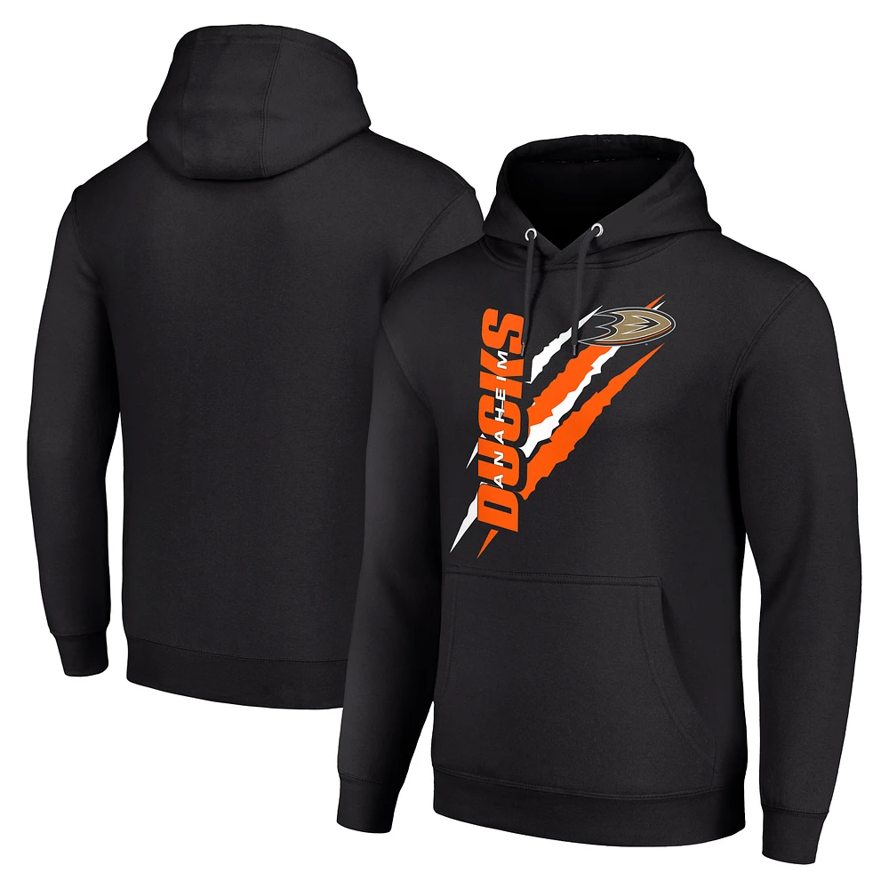 Men's Starter Black Anaheim Ducks Color Scratch Fleece Pullover Hoodie