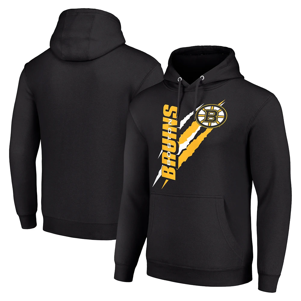 Men's Starter Black Boston Bruins Color Scratch Fleece Pullover Hoodie
