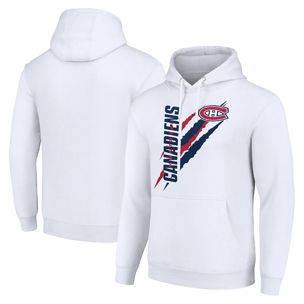 Men's Starter White Montreal Canadiens Color Scratch Fleece Pullover Hoodie