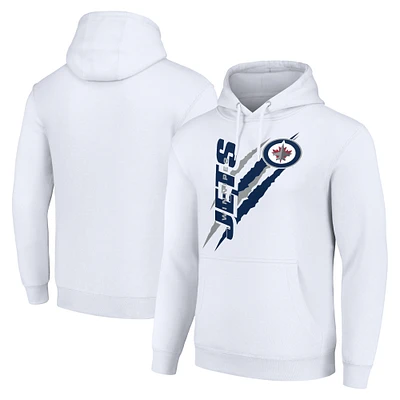 Men's Starter White Winnipeg Jets Color Scratch Fleece Pullover Hoodie