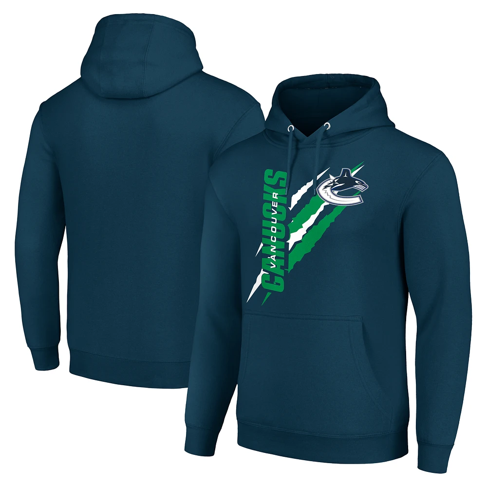 Men's Starter Blue Vancouver Canucks Color Scratch Fleece Pullover Hoodie
