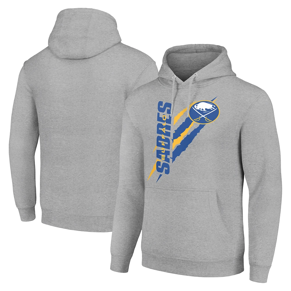 Men's Starter Heather Gray Buffalo Sabres Color Scratch Fleece Pullover Hoodie