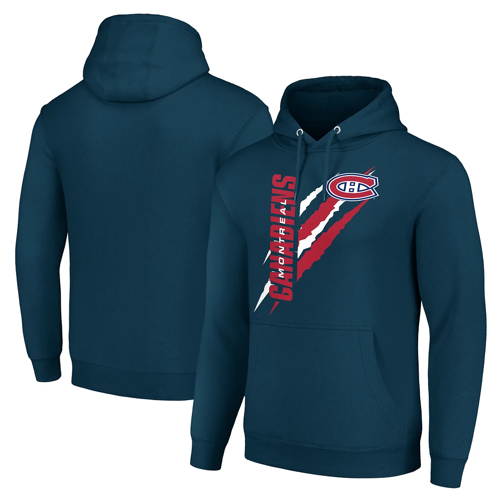 Men's Starter Blue Montreal Canadiens Color Scratch Fleece Pullover Hoodie