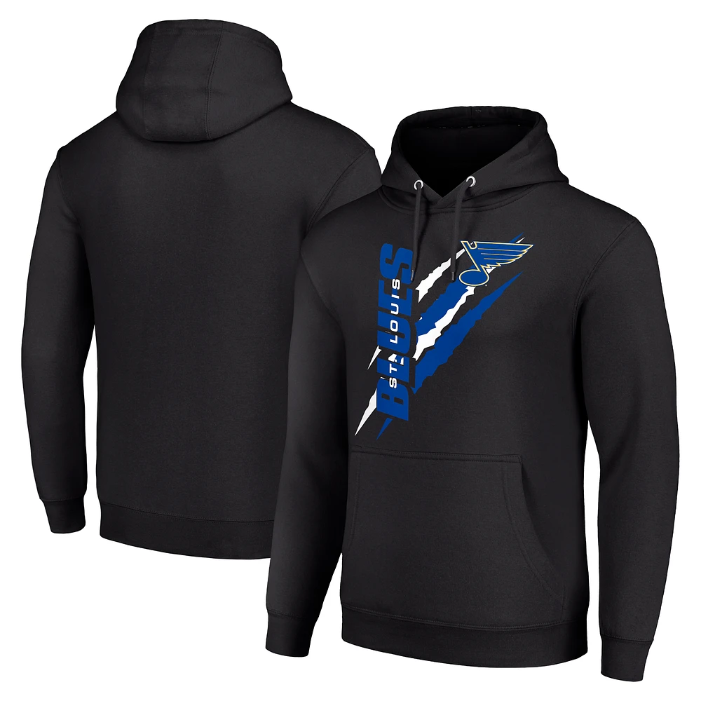 Men's Starter Black St. Louis Blues Color Scratch Fleece Pullover Hoodie