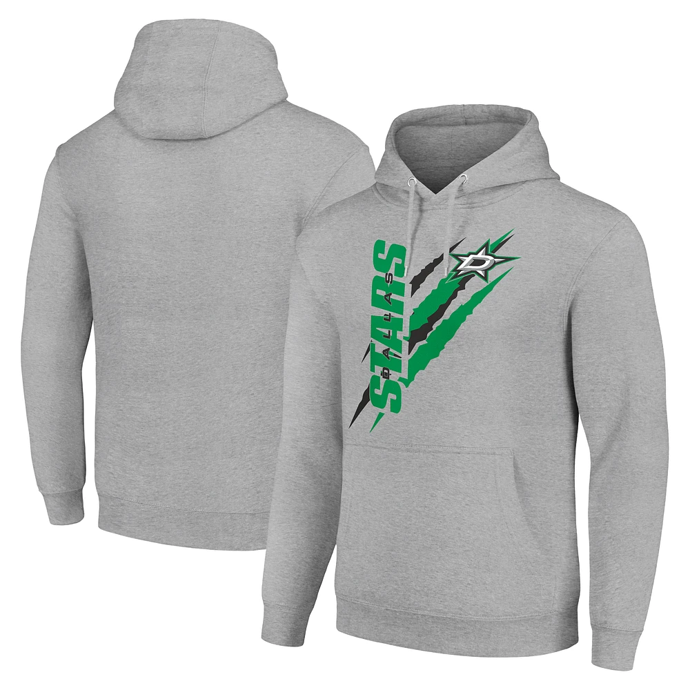 Men's Starter Heather Gray Dallas Stars Color Scratch Fleece Pullover Hoodie