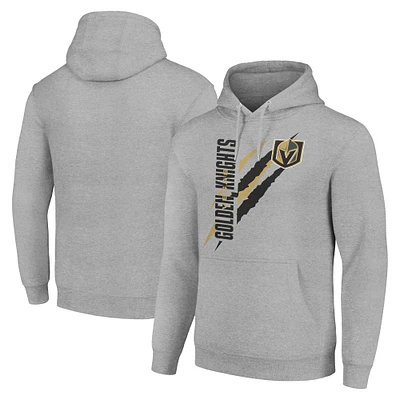 Men's Starter Heather Gray Vegas Golden Knights Color Scratch Fleece Pullover Hoodie